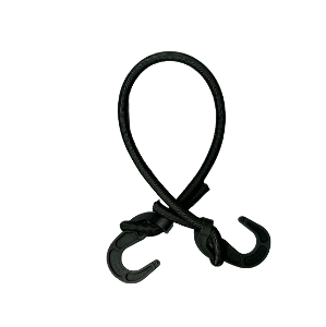 3/8 Black Bungee Cord Assembly with 8MM Adjustable Hooks w/o Safety Latch